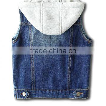 Zm50388b Autumn New Style Children Clothes Kids Boys Hooded Jeans Waistcoat photo-2