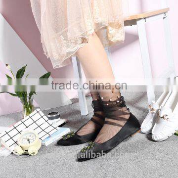 WS-9 Glitter Mesh Socks Sexy Pearl Women Socks Silk Female Transparent Meias Harajuku Funny Sox Elastic photo-5