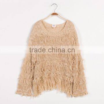 S32445W Teenager Girl Pullover Knitted Sweater Spring Fringe O-neck Trendy Sweaters photo-3