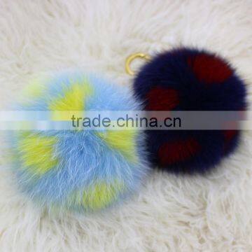 Fashion Luxury Genuine Fox Body Fur Pom Poms Keychain High Quality Bag Charm Accessory Key