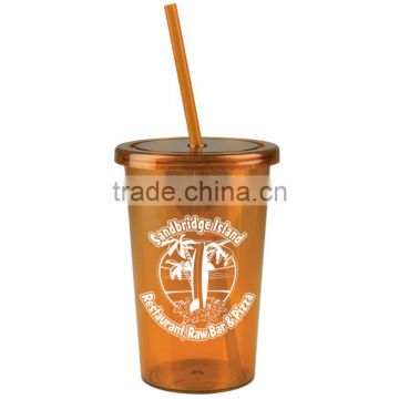 USA Made 20 oz Single Wall Tumbler With Straw And Screw-On Lid - BPA/BPS-free and comes with your logo