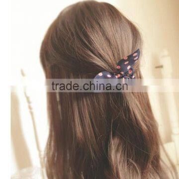 Fashion Rabit Ears Elastic HairBands Dot Print Chiffon Hair Ring photo-4