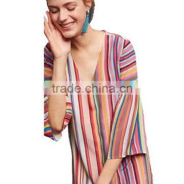 LATEST Ladies Harlow Dress, V-neck Short Sleeve Rainbow Dress photo-3