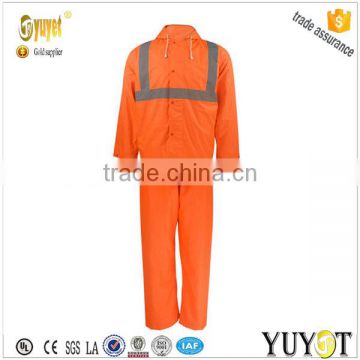 customized reflective orange drawstring hood oxford raincoat