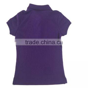 100% Cotton Girls School Uniform Purple Short Sleeve Polo Shirt
