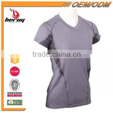Fashion Design 100 % Polyester Lady V Neck Sports Wear Gym T Shirt photo-2
