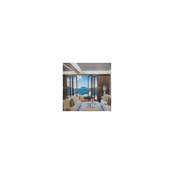 2.0mm wall thickness red sandalwood aluminum bifold doors with 90 degree door hinge
