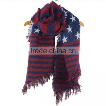 Fashion EU Stars and Stripes Winter Women Scarf and Shawl 2017 photo-2