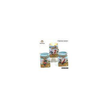 Ceramic candle jar with glass votive