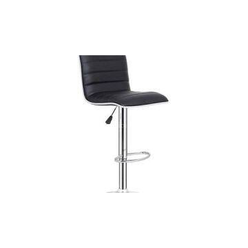 Black Leather Bar Chair With Silver Edge