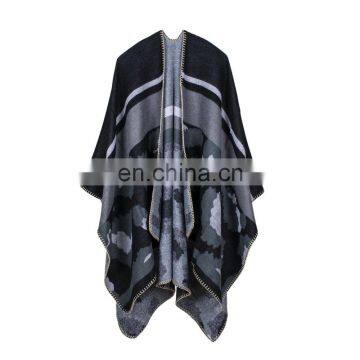 Madam Leopard Print Cashmere Scarf Triangle Needle Hem Multifunctional Cloak