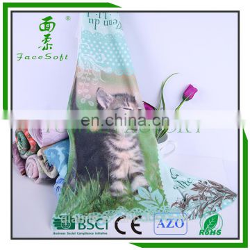 Heat transfer Printed microfiber tea towel polyester tea towel with personalized printing for kitchen cleaning