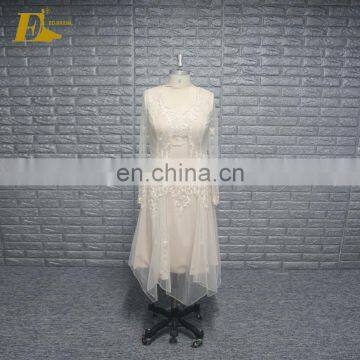 Custom Made Nude V Neck Embroidery Tulle Mother Of The Bride Dress With Jacket