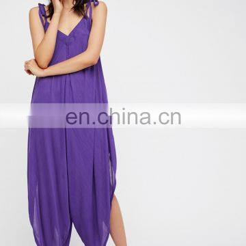 Adjustable tie straps wide leg shape and openings fashion shapeless romper