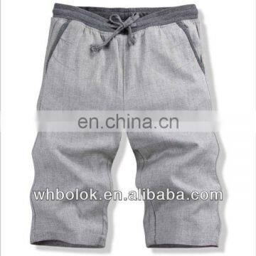 OEM Fashion Style Mens Pants Linen Cotton Shorts Casual Summer Plain Solid Color Pants