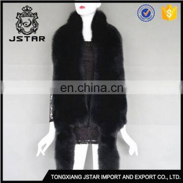 Factory Black The Whole Skin Fur Long Fox Scarf Girl Collar