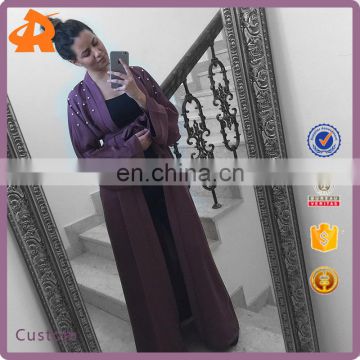 custom make hot selling new design pearl abaya,purple kaftan dubai abaya