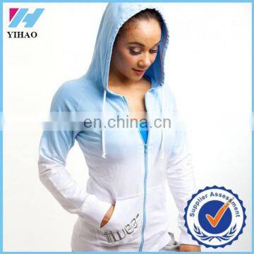 Trade Assurance Yihao 2015 Women Custom Printed Sportswear Gym Wear Fitwear Zip Hoodies Sweatshirt