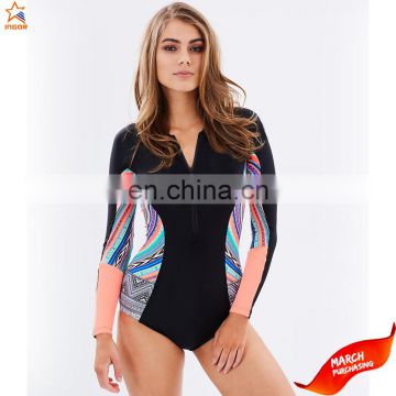 mature plus size long sleeve lady waterproof swimwear woman sexy one piece