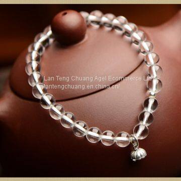 Natural White Crystal Bracelet 6mm Crystal Beads Bracelets Single Ring South Korea Fashion Women photo-3