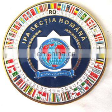 Custom metal world flag challenge coin