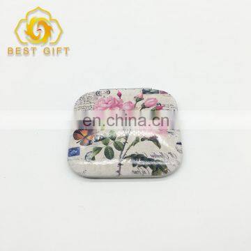 Lovely Printing Flower Folding Square Pocket Mirror