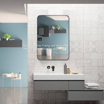 China Mirror Factory Modern Stainless Steel Frame Vanity Wall Mounted Rectangle Make up Mirror photo-3