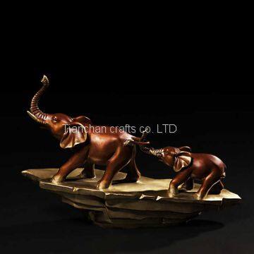 Bronze Elephant Family Statue Including Mother and Calf Elephant Sculpture photo-2