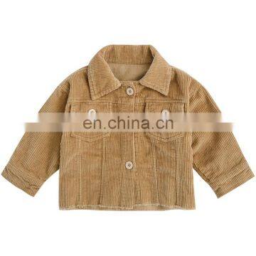 NewestSpring Fashion Corduroy Kids Jacket High Quality Wholesale Warm Coat for Baby Girls