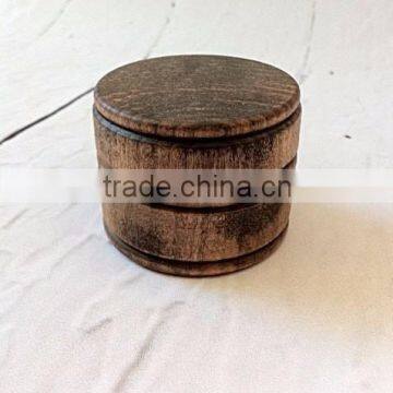 Rustic Style Vintage Stain Small Round Wooden Gift Box,antique Wood Box Accept OEM photo-2