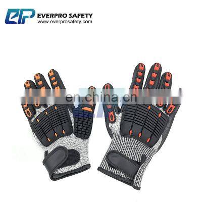 Anti Impact Cut Resistant 5 HPPE Nitrile Sandy Coated Crotch Protect TPR Safety Gloves