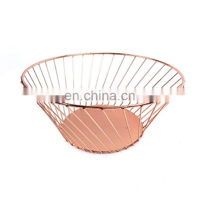 Countertop Fruits Bowl Food Holder Steel Mesh Rack Kitchen Drawer Gold Iron Baskets Metal Fruit Wire Basket