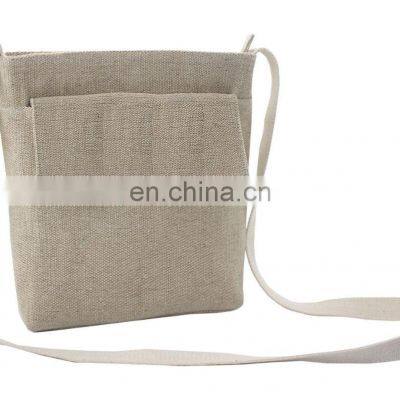 High Quality Bag Natural Color in Cotton Jute Fabric Buddha Inspired Sling Bag Indian Manufacturer photo-5