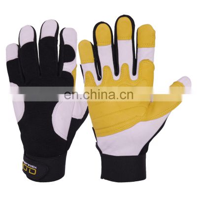 HANDLANDY Premium Goatskin Hunting Climbing Leather Mechanic Riding Driving Gardening Farm Gloves Working