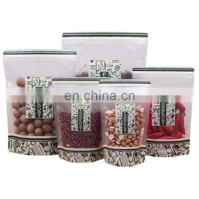 In Stock Matte Frosted Transparent Packaging Bag Stand Up Pouch Clear Resealable Plastic Zipper Bag for Snack Food