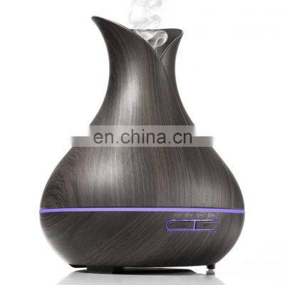 2021 Amazon hot Vase shape Classic design Trending Wooden grain Remote wireless Ultrasonic Cool Mist Aroma Diffuser Humidifier