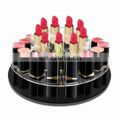 360 degree rotating cosmetic makeup lip gloss brush tower stand case acrylic  25 holder lipstick display organizer