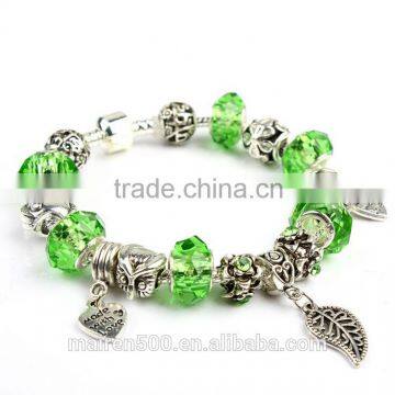 latest fashion green crystal bead bracelet jewelry european bulk wholesale charm bracelet
