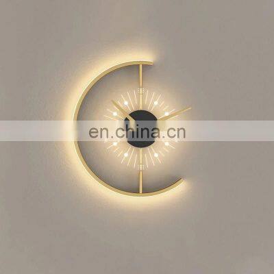 Modern Nordic Creative Sconce Light Room Background Art Clock LED Wall Lamp