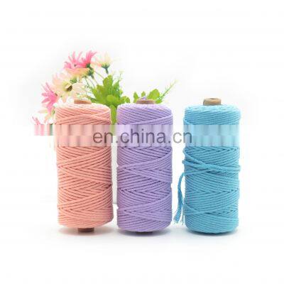 4mm/100M High Tenacity  Sustainable Colorful Macrame Cotton Rope With Plastic Bag