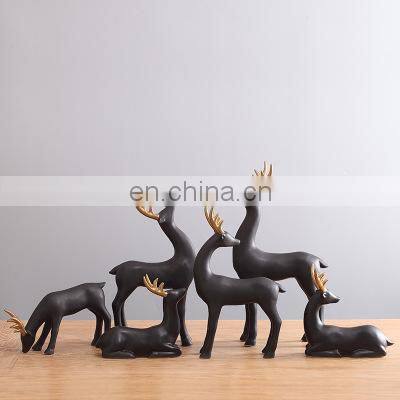 Nordic Creative Modern Design Mason Home Living Tabletop Ornament Black Gold Elk Decoration Gift Set