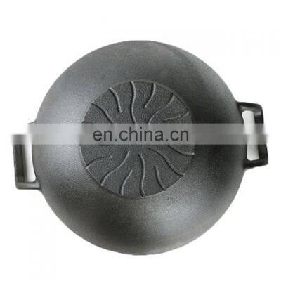 Big Size Camping Pot With Wood Lid Chinese Cast Iron Woks Pan photo-4
