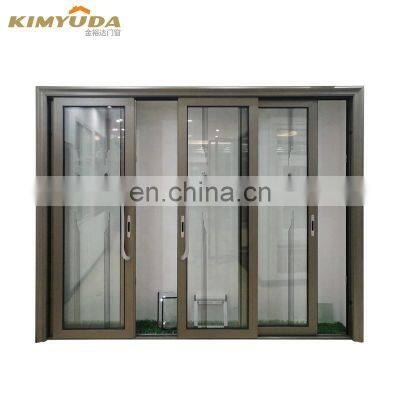 Black Lower Track Interior French Glass Sliding Doors Decorative Soundproof Aluminum Patio Sliding Glass Door