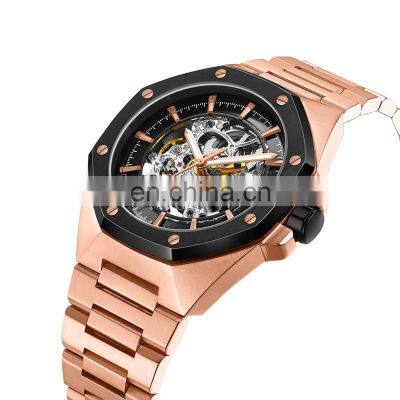 Wholesale Custom Relojes Male Luxury Brand Automatic Wristwatch Skeleton Luxury Stainless Steel Waterpoof Mens Mechanical Watch