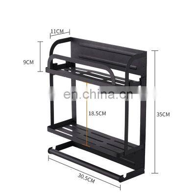 Amazon Hot Sale Magnetic Fridge Spice Rack Organizer Refrigerator Metal Wall Side Hanging Storage Rack