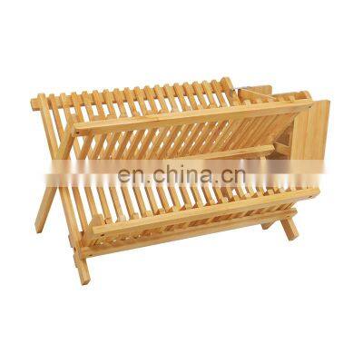 Eco-friendly Bamboo Wooden Dish Drying Rack Kitchen Dish Drainer Rack Holder Stand With Utensil Holder photo-4