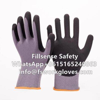 15G Nylon Spandex Liner Micro Foam Coated Firm Grip Best Gloves for Construction Workers photo-4