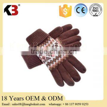 OEM Men's Practical Double-Layered Five Finger Wool Knit Gloves full finger cashmere handmade wool gloves