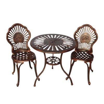 Garden Outdoor Round Table Cast Iron Aluminium Dining Coffee Tables Waterproof Sturdy Durable Balcony Patio Furniture Bistro Sets photo-4