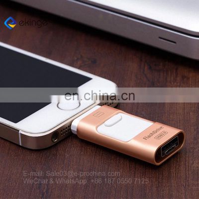 Wholesale metal pendrive Multi Functional 3 in 1 otg usb flash drive 8GB 16GB 32GB 64GB memory stick for IOS PC Android Devices